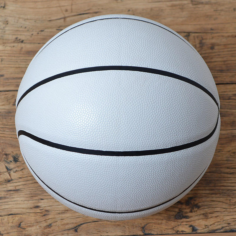 Premium White Basketball with Black Lines