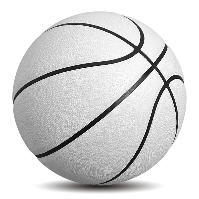 Premium White Basketball with Black Lines