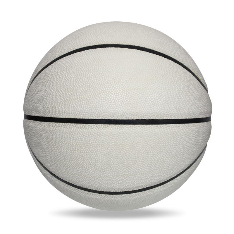 Premium White Basketball with Black Lines