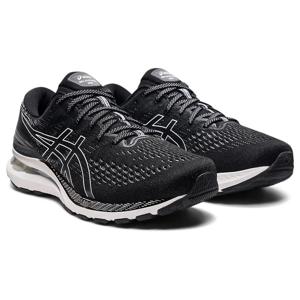 Asics Gel Kayano 28 (Wide) Running Shoes-Black & White